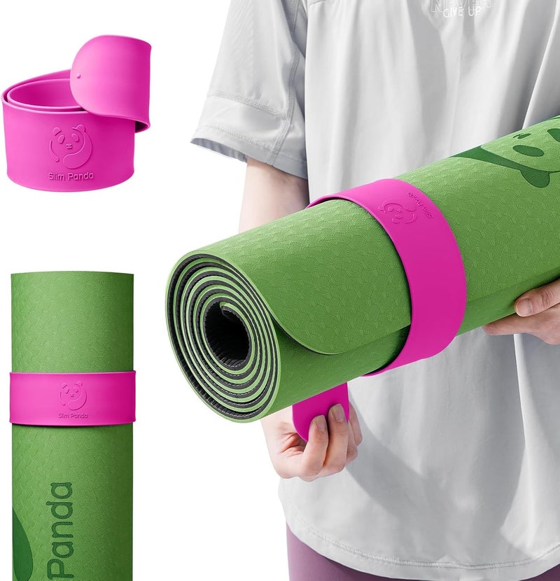 Slim Panda Yoga Mat Strap Slap Band, One Snap Keeps Mats Tightly Rolled, Heavy-Duty Clasp Fits Most Size Mats(24" L X 2" W) - Image 1